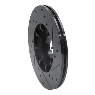 R1 85-94 Subaru GL-10 Front Left Drilled & Slotted Black Brake Rotor