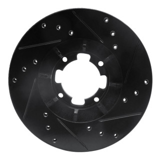 R1 85-94 Subaru GL-10 Front Left Drilled & Slotted Black Brake Rotor