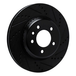R1 20-25 Land Rover Defender 90 Rear Right Drilled & Slotted Black Brake Rotor