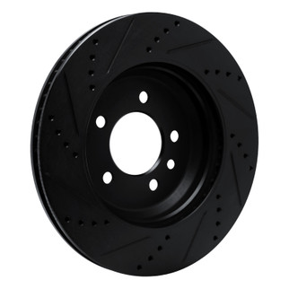 R1 20-25 Land Rover Defender 110 Rear Left Drilled & Slotted Black Brake Rotor