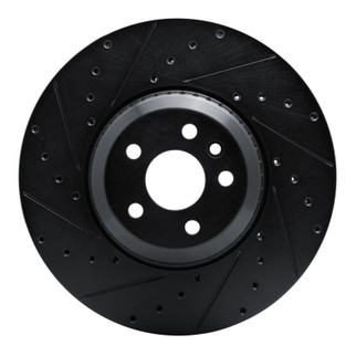 R1 20-25 Jaguar E-Pace Front Left Drilled & Slotted Black Brake Rotor