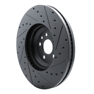 R1 20-25 Jaguar E-Pace Front Left Drilled & Slotted Black Brake Rotor