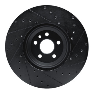 R1 20-25 Jaguar E-Pace Front Left Drilled & Slotted Black Brake Rotor