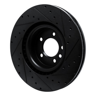 R1 18-24 Land Rover Range Rover Front Right Drilled & Slotted Black Brake Rotor