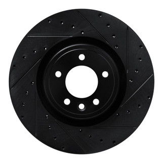 R1 18-24 Land Rover Range Rover Front Right Drilled & Slotted Black Brake Rotor