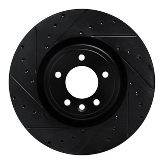 R1 18-24 Land Rover Discovery Front Left Drilled & Slotted Black Brake Rotor