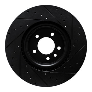 R1 18-24 Land Rover Discovery Front Left Drilled & Slotted Black Brake Rotor