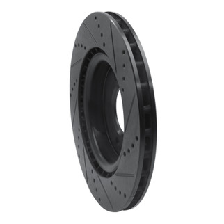 R1 18-20 Land Rover Range Rover Sport Rear Left Drilled & Slotted Black Brake Rotor