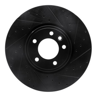 R1 18-20 Land Rover Range Rover Sport Front Right Drilled & Slotted Black Brake Rotor