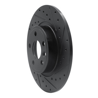 R1 15-20 Jaguar E-Pace Rear Right Drilled & Slotted Black Brake Rotor