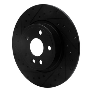 R1 15-20 Jaguar E-Pace Rear Left Drilled & Slotted Black Brake Rotor