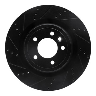 R1 14-24 Land Rover Range Rover Sport Rear Left Drilled & Slotted Black Brake Rotor