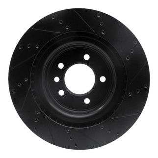 R1 14-24 Land Rover Range Rover Sport Rear Left Drilled & Slotted Black Brake Rotor