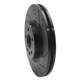 R1 15-19 Jaguar E-Pace Front Right Drilled & Slotted Black Brake Rotor