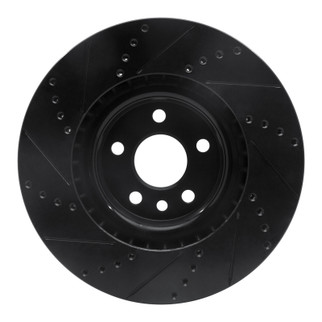 R1 15-19 Jaguar E-Pace Front Right Drilled & Slotted Black Brake Rotor