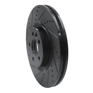 R1 15-19 Jaguar E-Pace Front Left Drilled & Slotted Black Brake Rotor