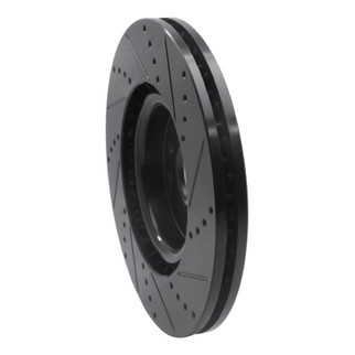R1 15-19 Jaguar E-Pace Front Left Drilled & Slotted Black Brake Rotor