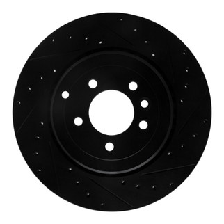 R1 10-13 Land Rover Range Rover Sport Rear Right Drilled & Slotted Black Brake Rotor