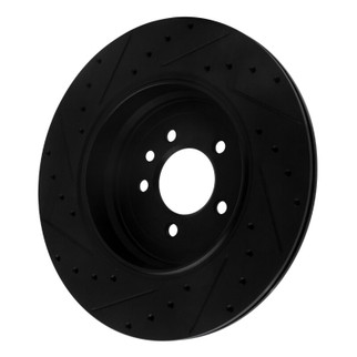 R1 10-13 Land Rover Range Rover Sport Rear Right Drilled & Slotted Black Brake Rotor