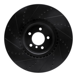 R1 10-12 Land Rover Range Rover Front Right Drilled & Slotted Black Brake Rotor