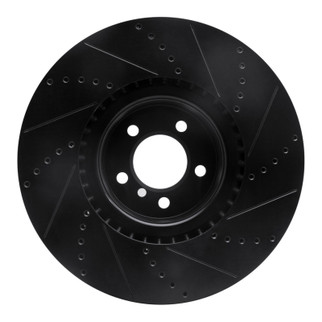R1 10-12 Land Rover Range Rover Front Left Drilled & Slotted Black Brake Rotor
