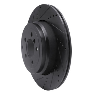 R1 10-12 Land Rover Range Rover Rear Left Drilled & Slotted Black Brake Rotor