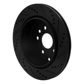 R1 08-12 Land Rover LR2 Rear Left Drilled & Slotted Black Brake Rotor
