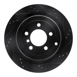 R1 06-12 Land Rover Range Rover Rear Right Drilled & Slotted Black Brake Rotor
