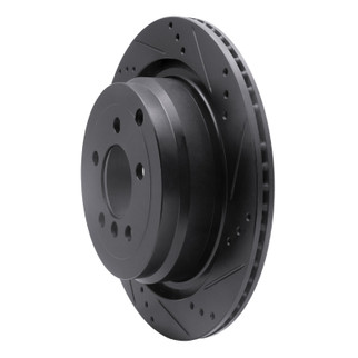 R1 06-12 Land Rover Range Rover Rear Right Drilled & Slotted Black Brake Rotor