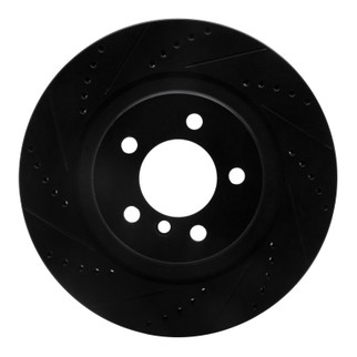 R1 06-09 Land Rover Range Rover Front Left Drilled & Slotted Black Brake Rotor