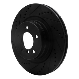 R1 06-09 Land Rover Range Rover Front Left Drilled & Slotted Black Brake Rotor