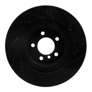 R1 06-09 Land Rover Range Rover Front Left Drilled & Slotted Black Brake Rotor