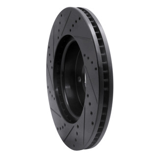 R1 05-07 Land Rover LR3 Front Right Drilled & Slotted Black Brake Rotor