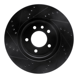 R1 05-07 Land Rover LR3 Front Right Drilled & Slotted Black Brake Rotor