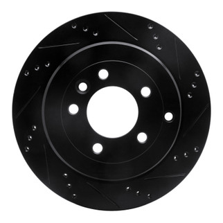 R1 05-07 Land Rover LR3 Rear Right Drilled & Slotted Black Brake Rotor