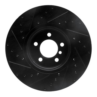 R1 03-05 Land Rover Range Rover Front Right Drilled & Slotted Black Brake Rotor