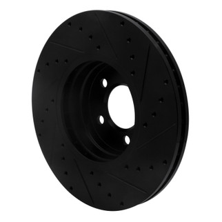 R1 03-05 Land Rover Range Rover Front Left Drilled & Slotted Black Brake Rotor