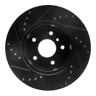 R1 99-04 Land Rover Discovery Front Right Drilled & Slotted Black Brake Rotor