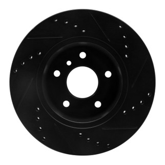 R1 99-04 Land Rover Discovery Front Left Drilled & Slotted Black Brake Rotor