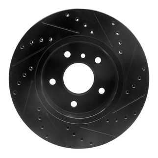 R1 94-02 Land Rover Range Rover Front Left Drilled & Slotted Black Brake Rotor