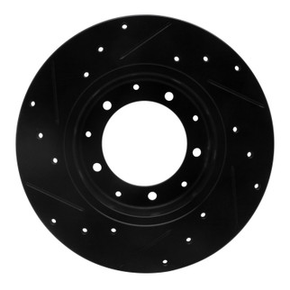 R1 74-16 Land Rover Defender 90 Rear Right Drilled & Slotted Black Brake Rotor