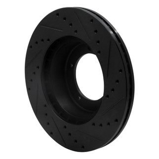 R1 90-16 Land Rover Defender 90 Front Left Drilled & Slotted Black Brake Rotor
