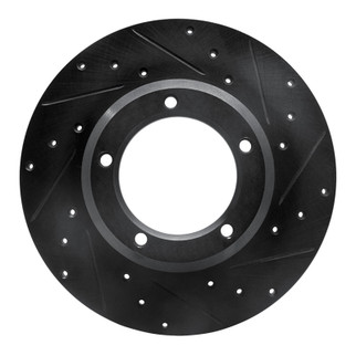 R1 74-99 Land Rover Defender 110 Front Right Drilled & Slotted Black Brake Rotor