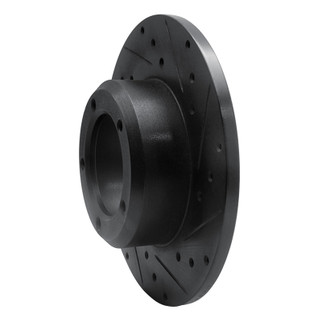R1 74-99 Land Rover Defender 110 Front Right Drilled & Slotted Black Brake Rotor
