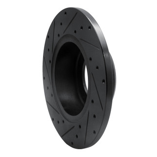 R1 74-99 Land Rover Defender 110 Front Right Drilled & Slotted Black Brake Rotor