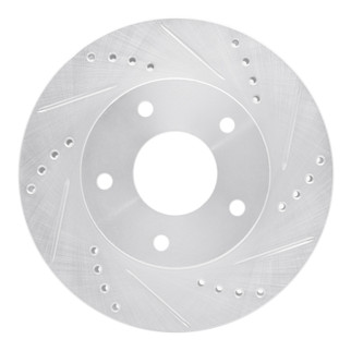 R1 1997-2005 Chevrolet S10 Front Right Drilled & Slotted Silver Brake Rotor