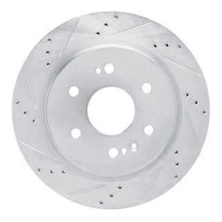 R1 2019-2025 Cadillac Escalade ESV Rear Left Drilled & Slotted Silver Brake Rotor