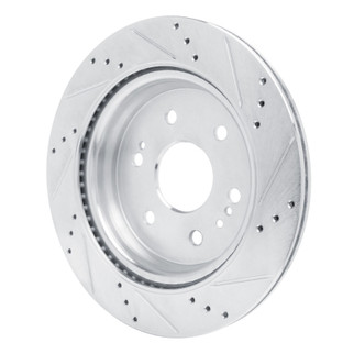 R1 2019-2025 Cadillac Escalade ESV Rear Left Drilled & Slotted Silver Brake Rotor