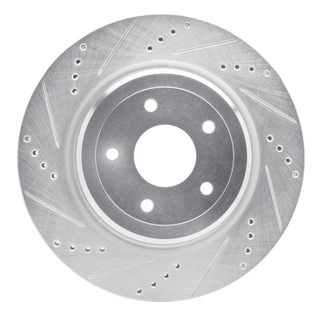 R1 2006-2013 Chevrolet Corvette Rear Left Drilled & Slotted Silver Brake Rotor