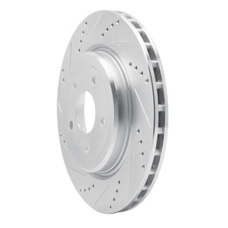 R1 2006-2013 Chevrolet Corvette Rear Left Drilled & Slotted Silver Brake Rotor